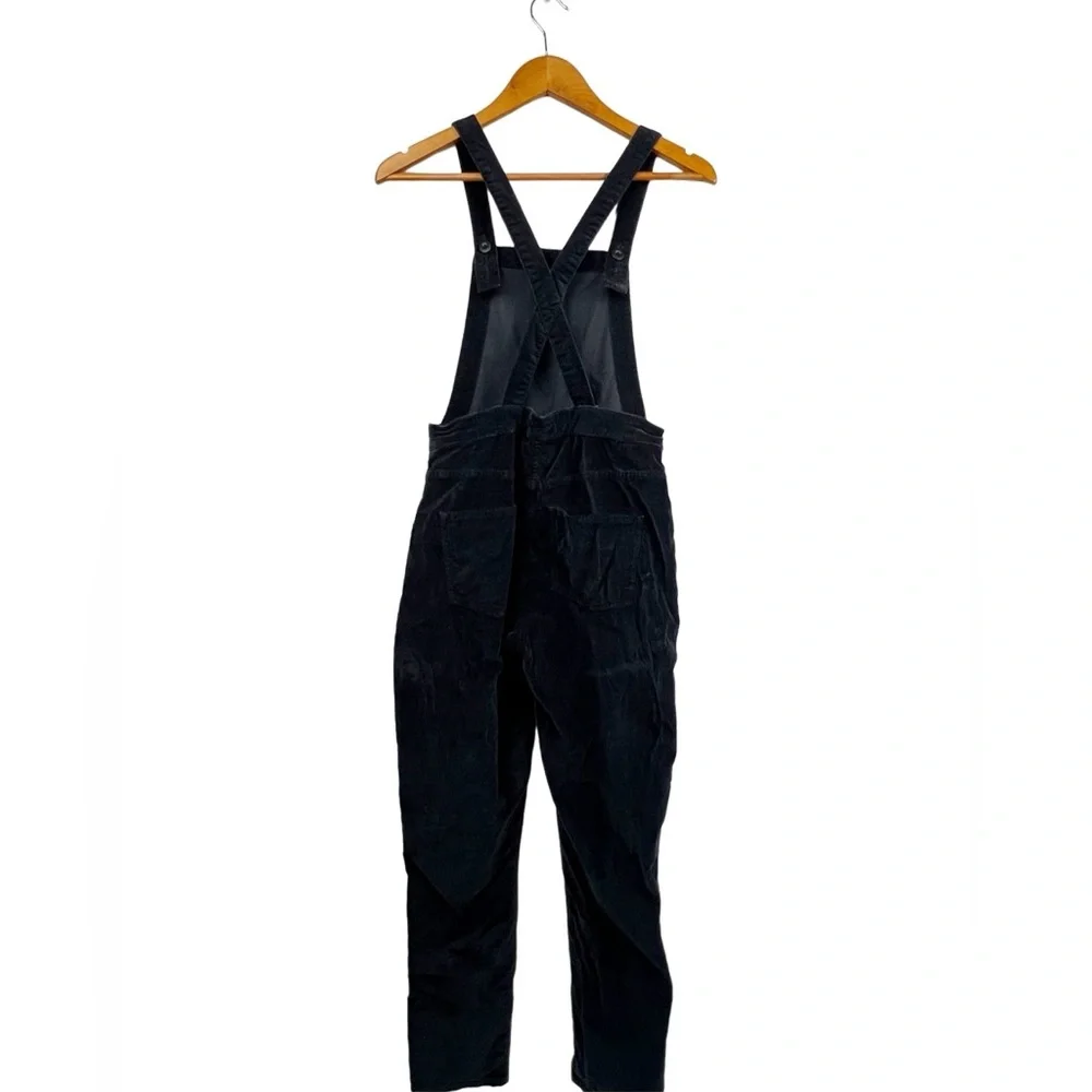 Madewell Black Velvet Skinny Stretchy Overalls w/ Side Zipper and Pockets